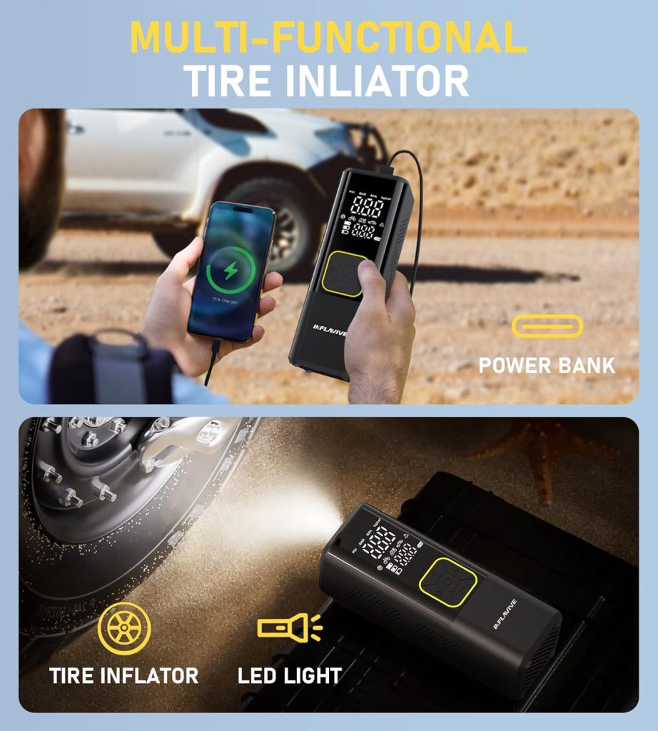 Tire Inflator Portable Air Compressor, 3X Faster Cordless Air Pump