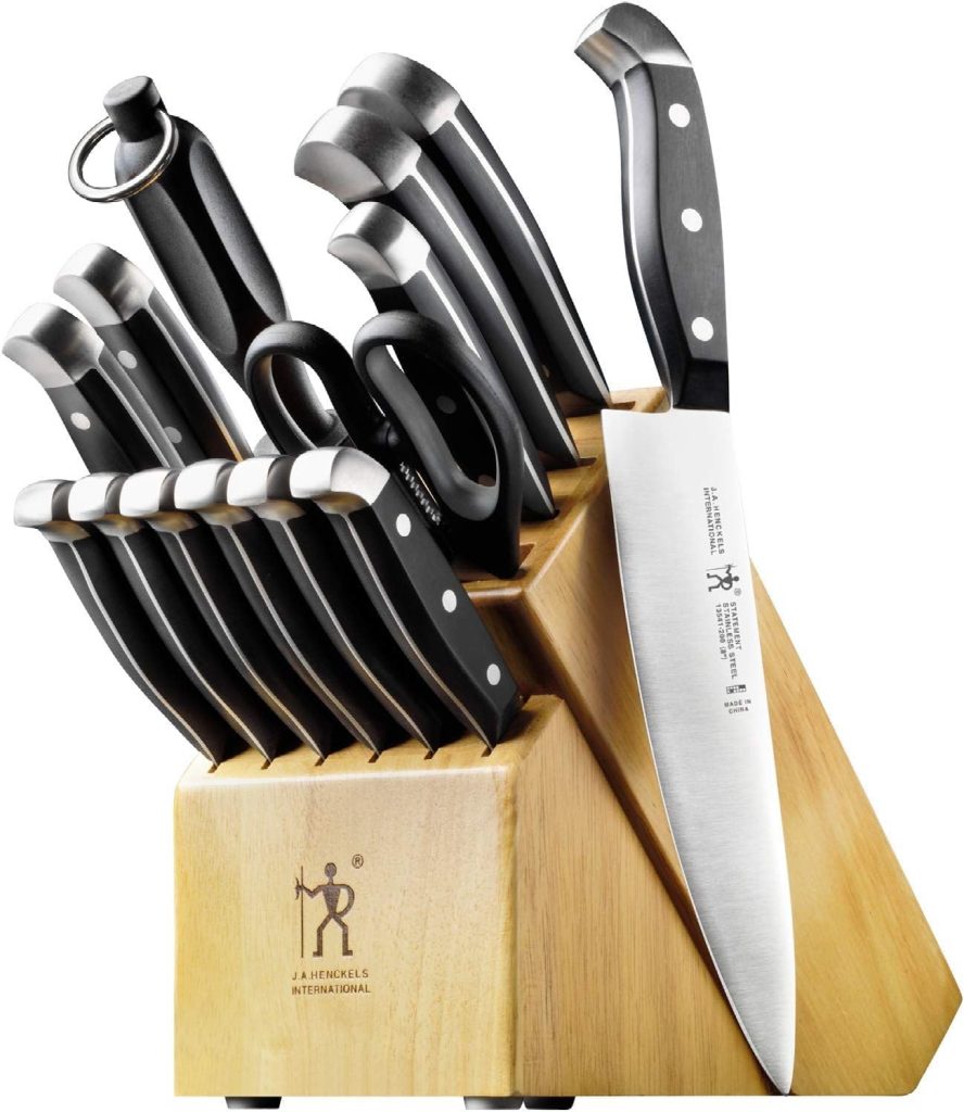 HENCKELS Premium Quality 15-Piece Knife Set with Block, Razor-Sharp, German Engineered Knife Informed by over 100 Years of Masterful Knife Making, Lightweight and Strong, Dishwasher Safe
