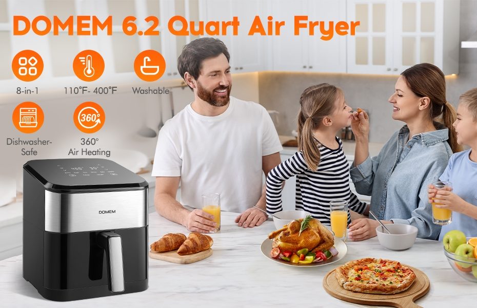 DOMEM 6.2 Qt 1500W Large-Capacity Air Fryer Review